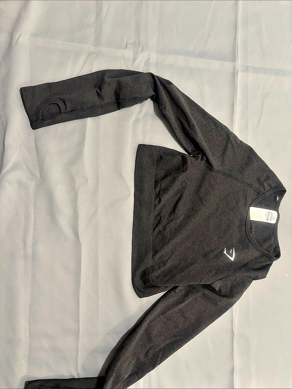 GYMSHARK Vital Seamless Long Sleeve Crop Top Black Medium